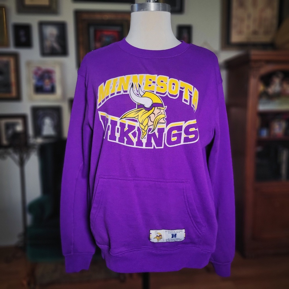 NFL Minnesota Vikings Sweatshirt Mens Medium Purple Crewneck Pullover Gameday‎